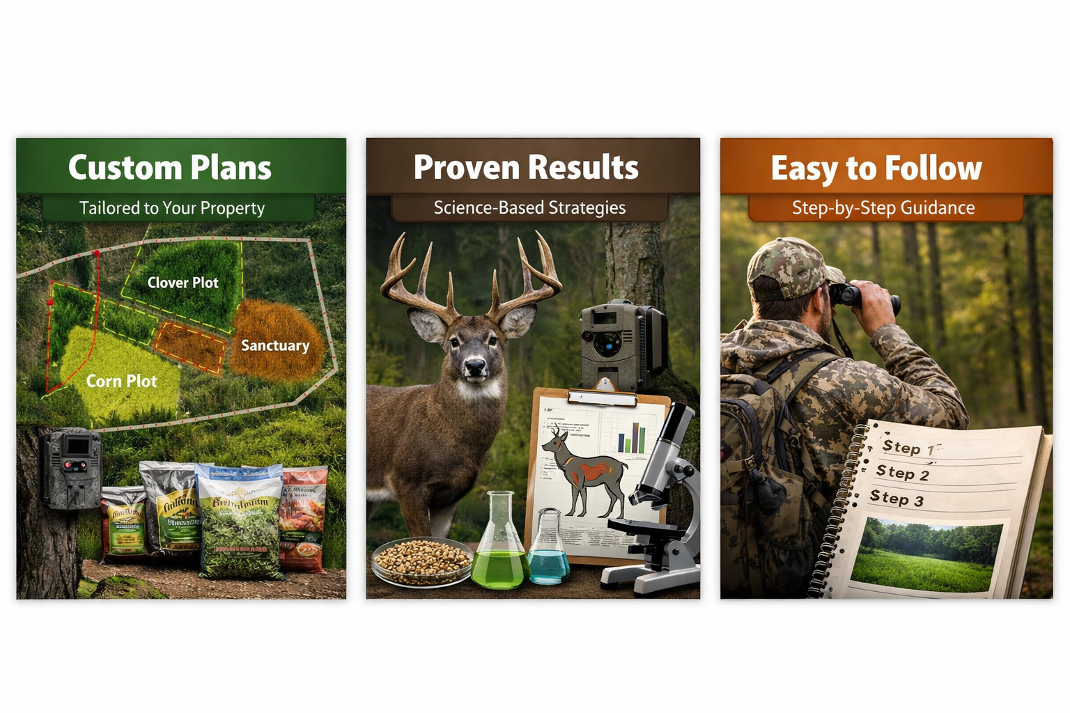 Custom Plans, Proven Results and Easy to Follow features graphic